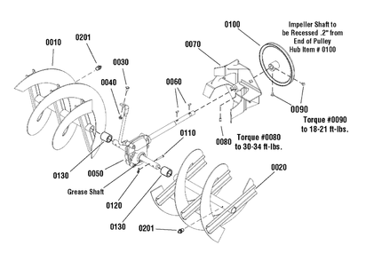 Auger Drive Group Diagram and Parts List for 1695623-LP18978-1130SE 2009 Briggs and Stratton Snow Blower